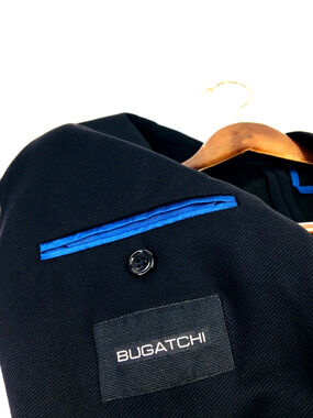 (M) Bugatchi Italy Mens 2 Bttn Unconstructed Ribbed Polyamid Blazer Jacket Black